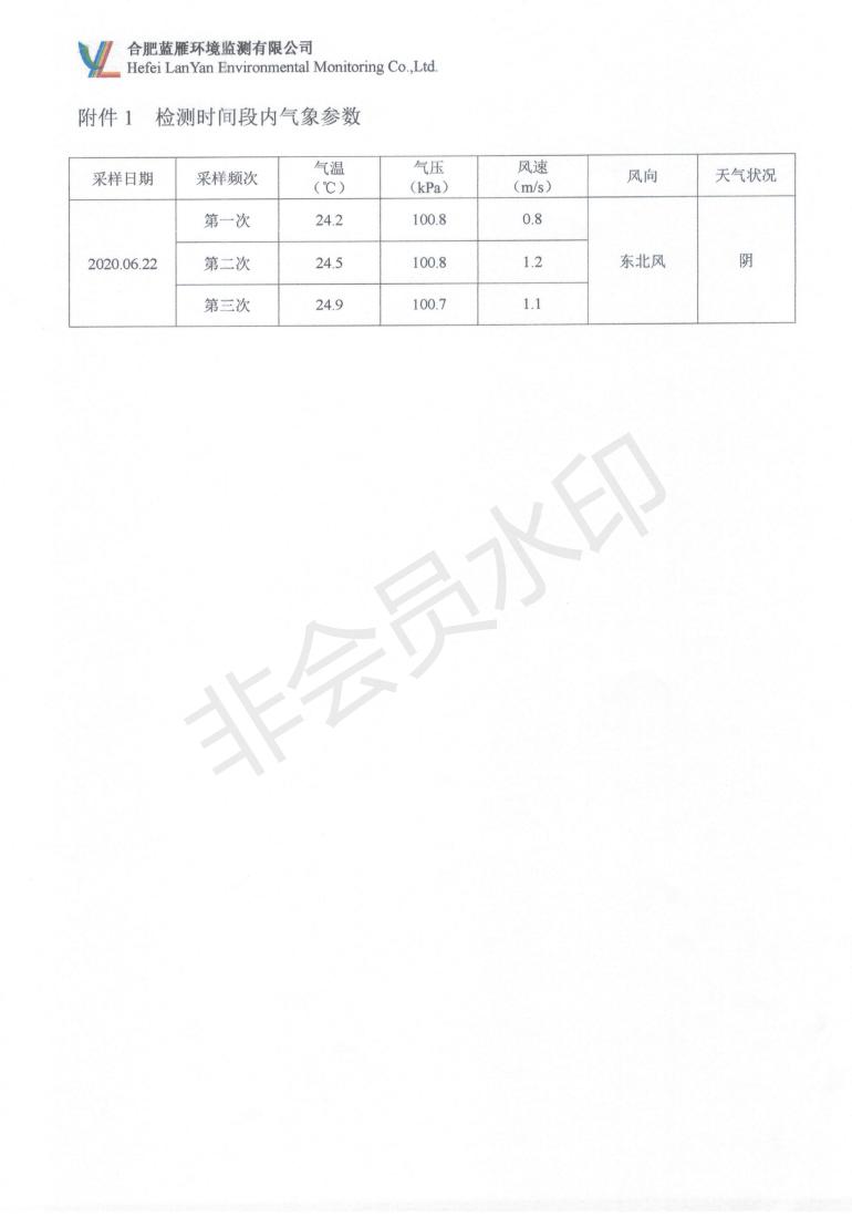 2020年6月份水质及第二季度废气、噪声检测报告