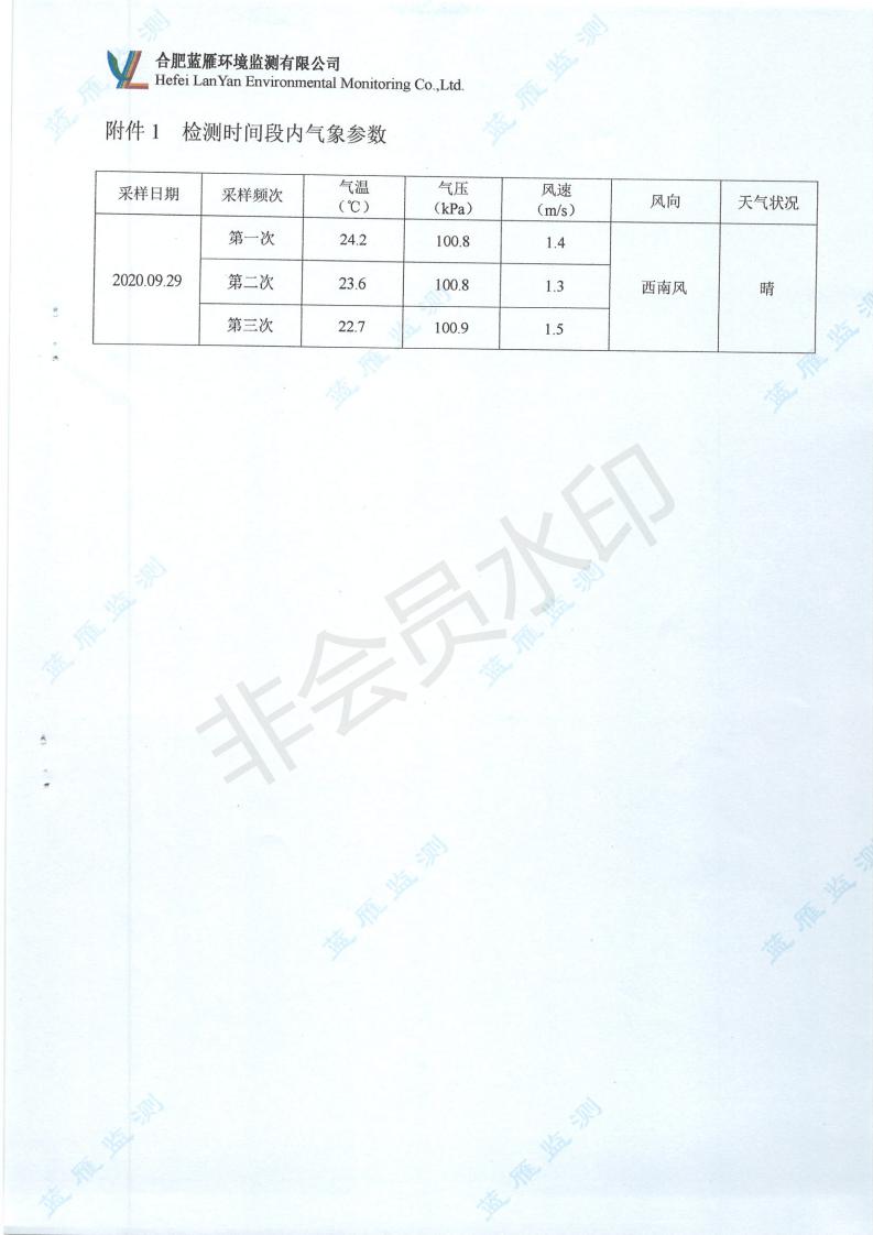 2020年第三季度废气、噪声检测报告